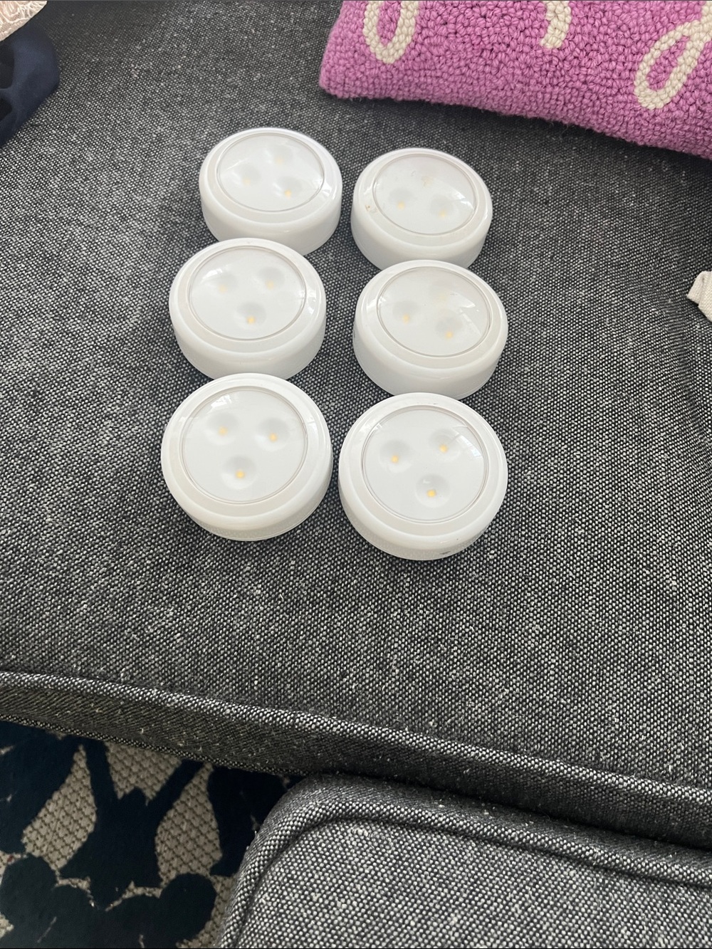 Set of 6 Round Stick-On LED Tap Lights in White
